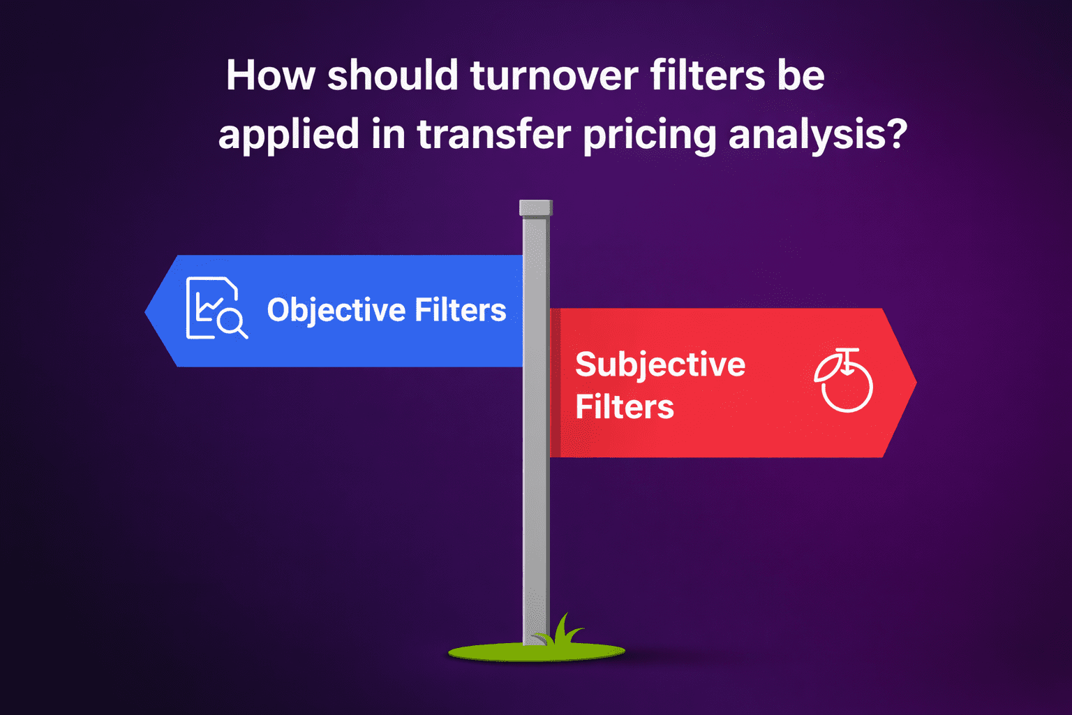 Diagram illustrating the distinction between objective filters and subjective filters in transfer pricing comparable selection